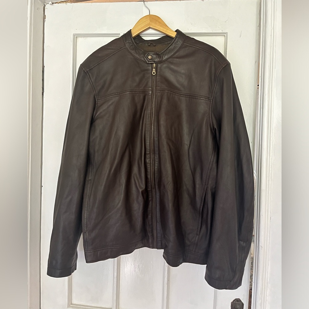 dark brown merona leather jacket